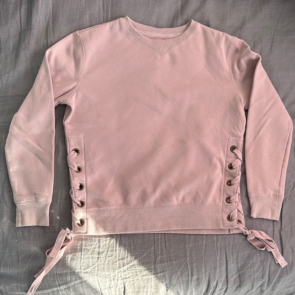 Pink Lace-Up Sweatshirt